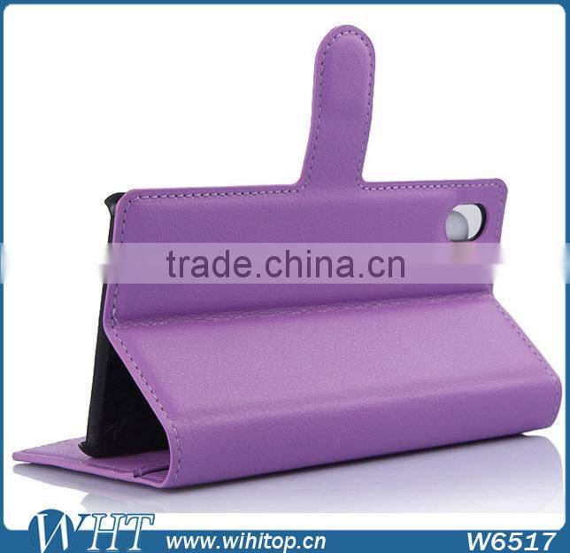 Hot Selling PU Leather Wallet Case for Sony Xperia M4, Wholesale for Xperia Z4 Aqua Cell Phone Case