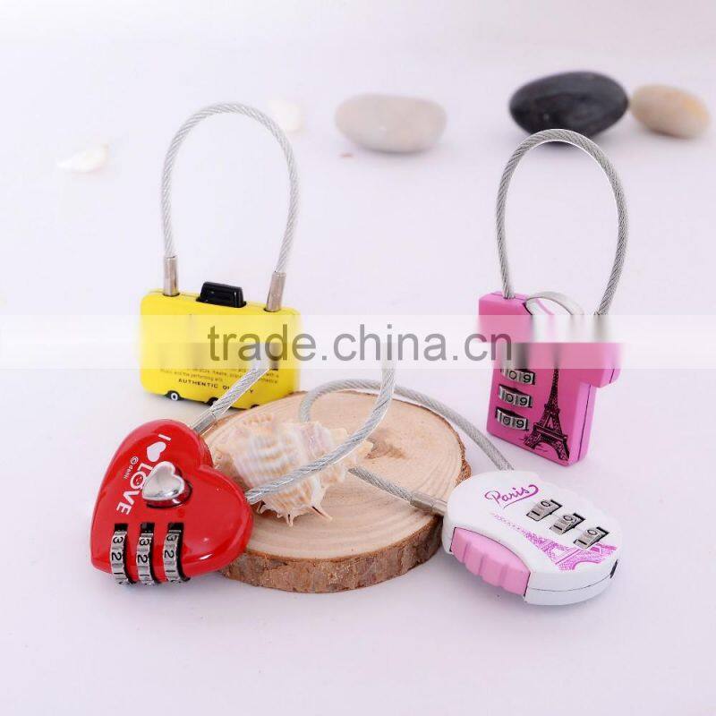 2016 factory direct wholesale price zinc alloy luggage cable combination lock