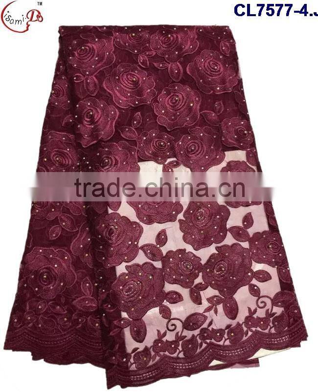 CL7577 2016 Chowleedee High quality Top Fashion Latest Design beaned lace fabric