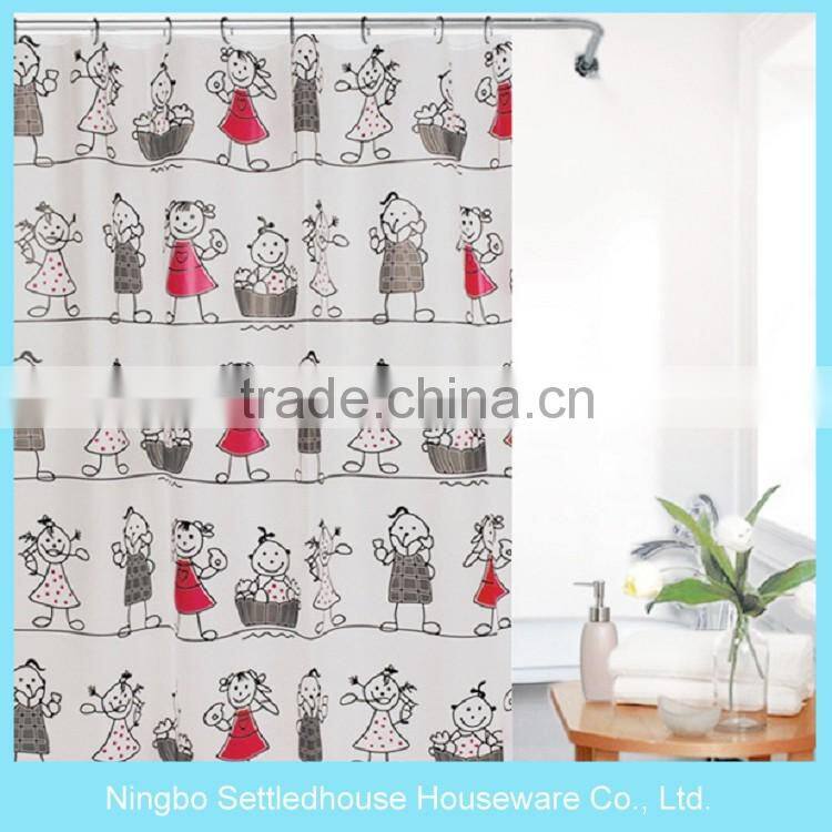 Character Fashion Design PEVA Shower Curtain with children