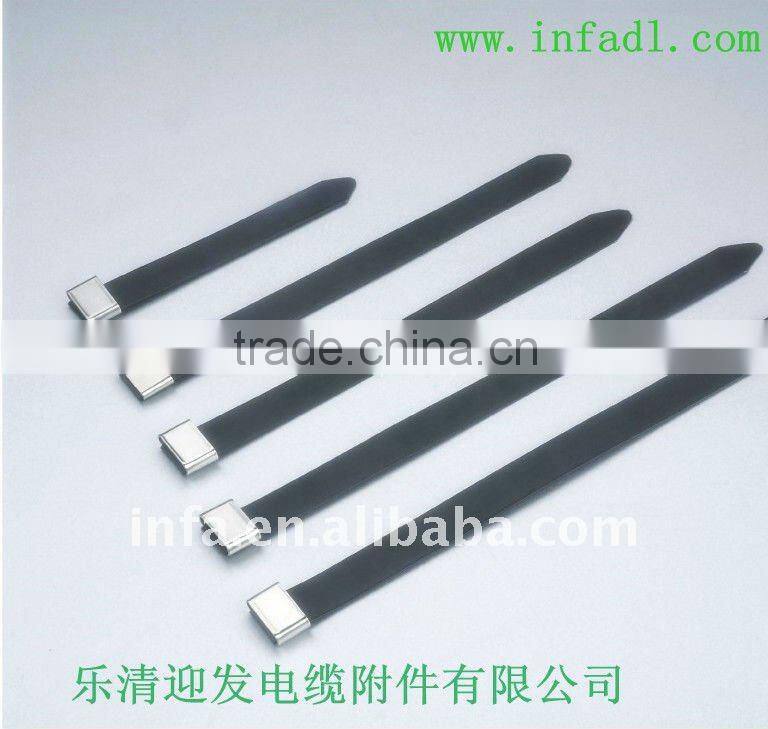 Plastic sprayed stainless steel cable tie(stainless steel lock steel ball ties)