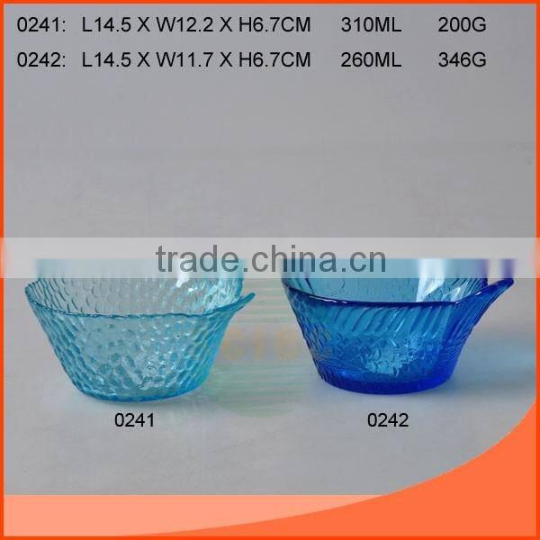 2200ml clear glass food and fruit bowl in blue