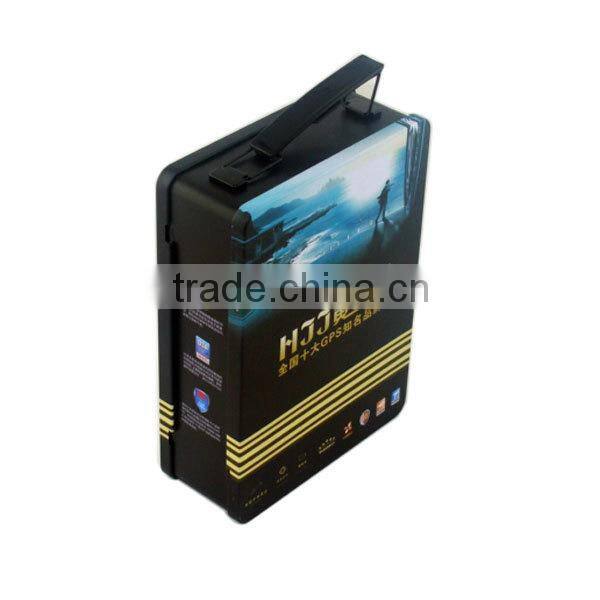 Rectangular lunch tin box with handles