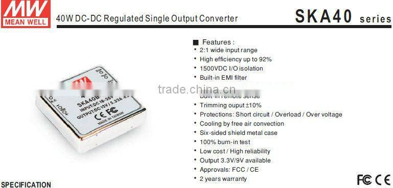 Meanwell 40W DC-DC Regulated Single Output Converter switching power supply unit