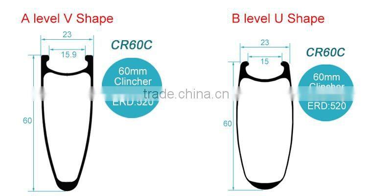 CarbonBikeKits road bicycle carbon rim 23mm width 60mm depth clincher