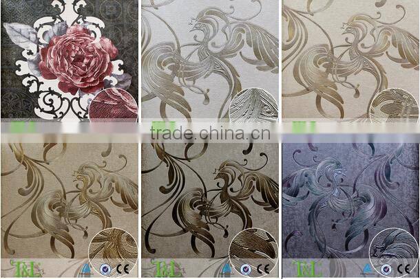 Purple big flowers pvc korean wallpaper