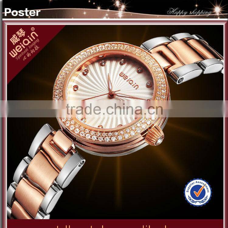 Luxury Ladies Stone Watches with Sapphire Glass and Solid Stainless Steel Band