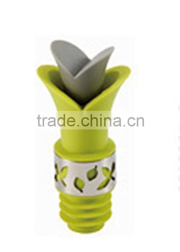 Guangdong Lily shape wholesale metal parts silicone wine bottle stopper
