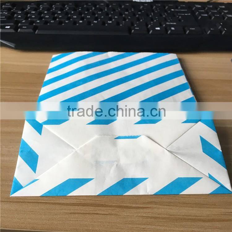 Blue stria printed food packaging stand up kraft paper bag manufactured by professional factory