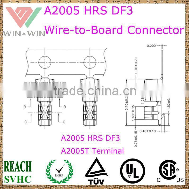 2.0mm Pitch A2005 HRS DF3 Electronic Wire to Board Connector