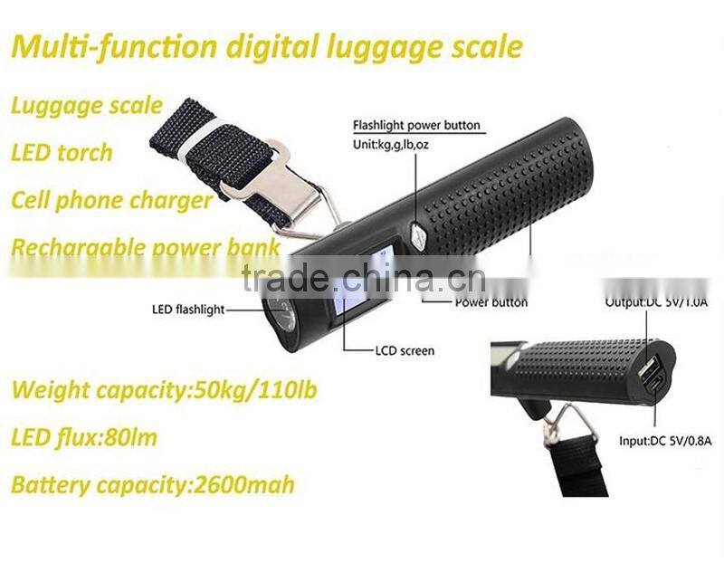 Newly 50kg digital luggage scale with 2600mAh Portable power pack