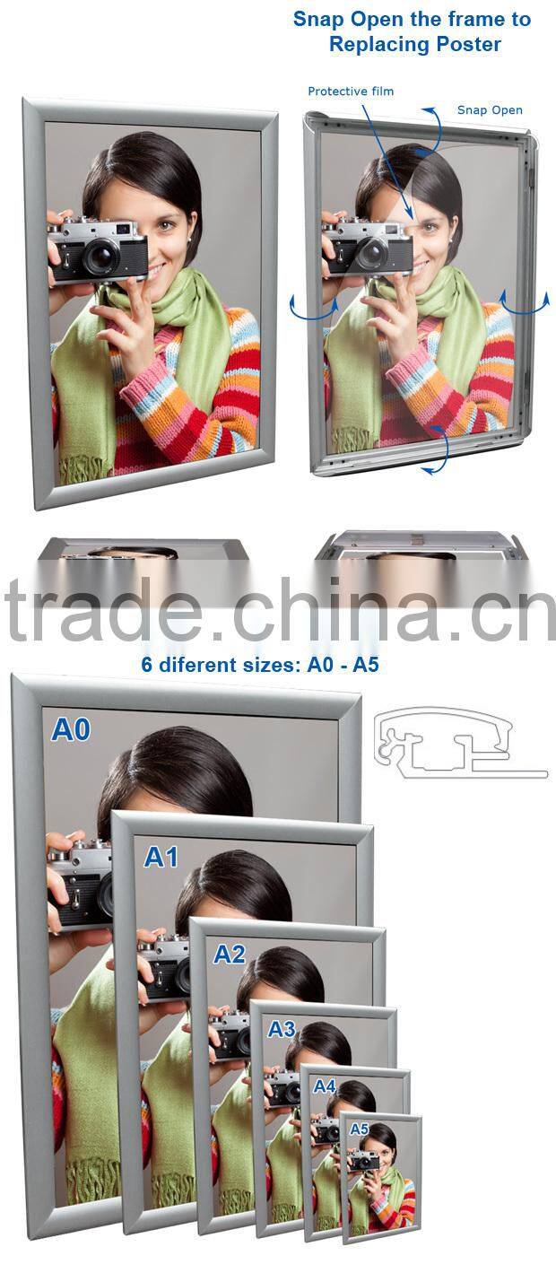 25mm aluminum snap frame poster holder A1/A2/A3/A4 window display snap board