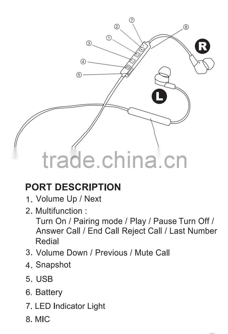 Consumer Electronics Bluetooth Headset Earphone ULDUM New Model Photo Taking Sport Bluetooth Headset Earphone