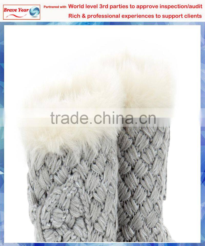 Cable knit lurex cable knitted indoor boots,knitted girls boots,girls fashion boot