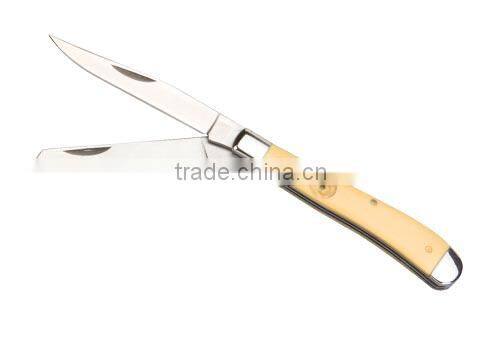 2 Blades Stainless Steel Folding Knife With Bone Handle