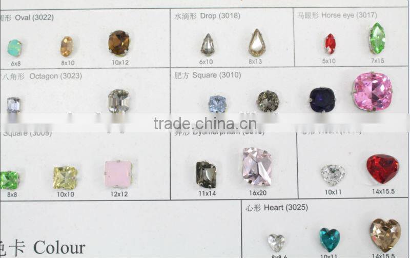 Blank sew on jewels rhinestones with metal claw settings strass crystal beads for jewelry maker
