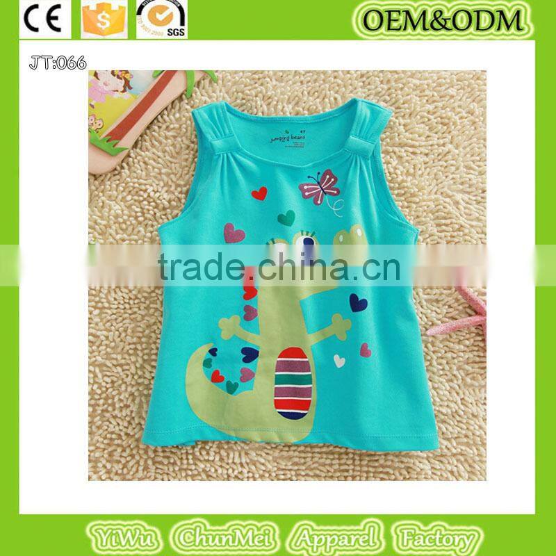 2015 Crocodile t-shirt Sleevelessr t-shirt girl t shirt baby clothes wholesale price organic kids