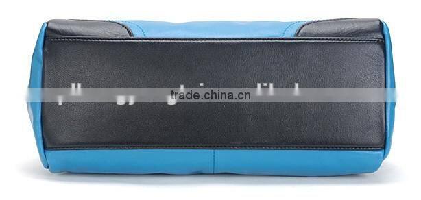 Navy genuine leather lady fashion bag online shop China fashion tote bag