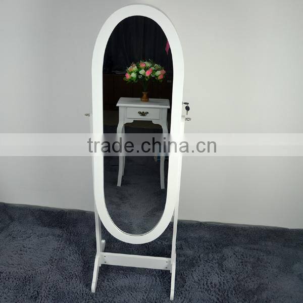 modern appearance floor standing mirror jewelry cabinet wooden mirrored jewelry cabinet