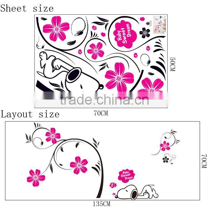 New Products Cartoon Character Cute Dog Wall Stickers Baby Room for Home Decor