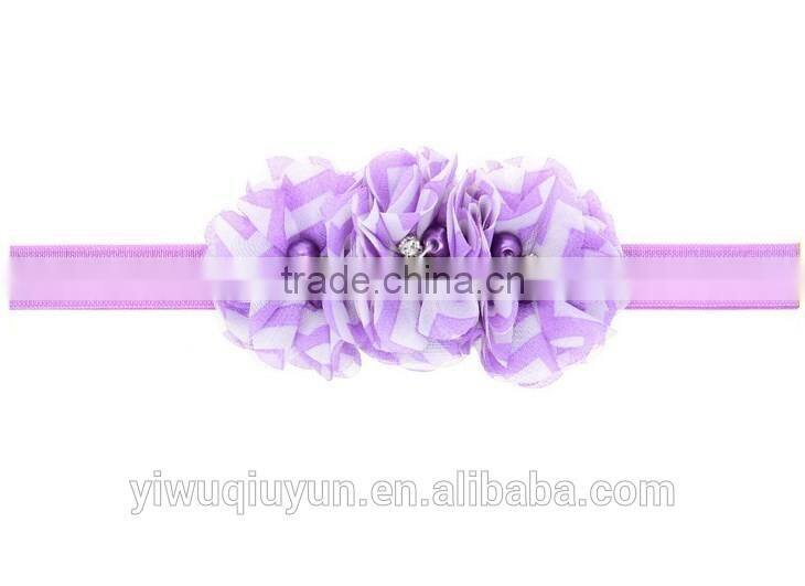 Chevron Shabby Chic flower headband Pear Rhinestone Lace flower hairband Little Girls Hair bands