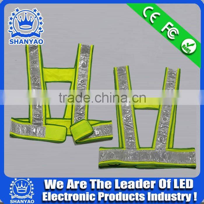 2016 Hot Selling LED Fluorescent Refletive Vest For Road Safety At Night