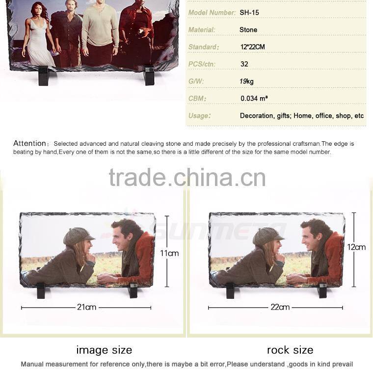 Sunmeta factory supply christmas decoration 12*22cm rock slate, sublimation rock photo(SH-15)
