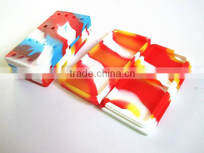 FDA food grade stackable non stick 26ml 2 compartments large platinum cured new style silicone dab rectangle stackable container