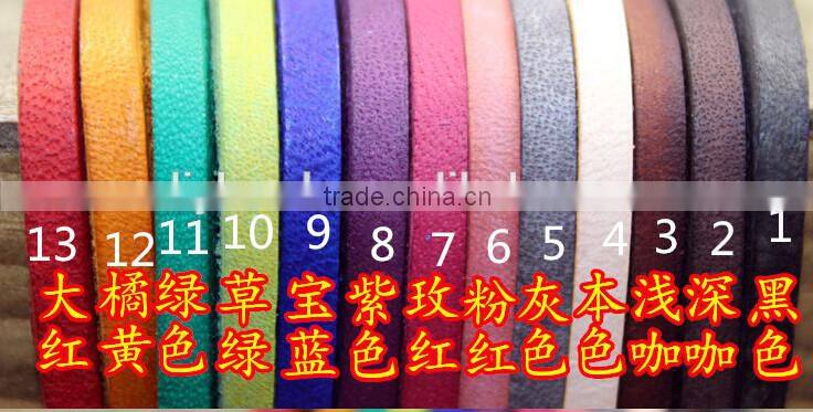 Best quality 10mm flat real leather cord for pet collar chain bracelet necklace flat leather string