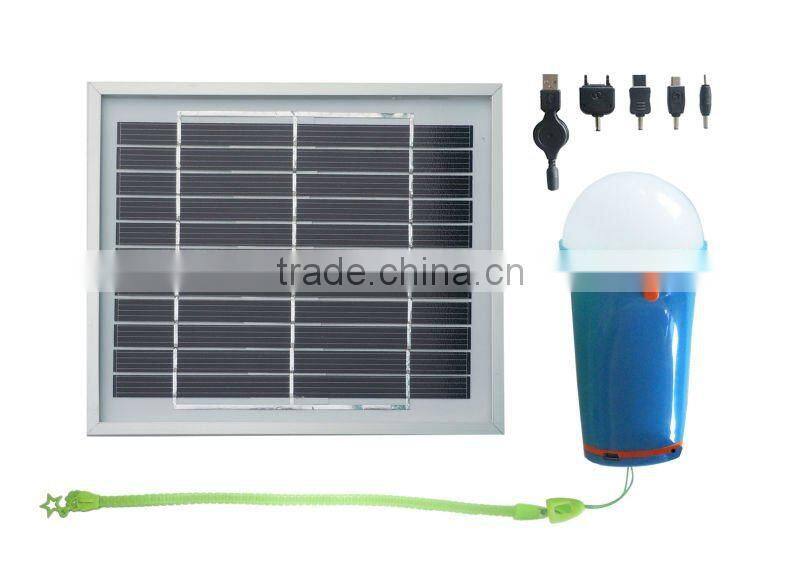 Solar light system solar lantern with phone charger tips and portable hang rope