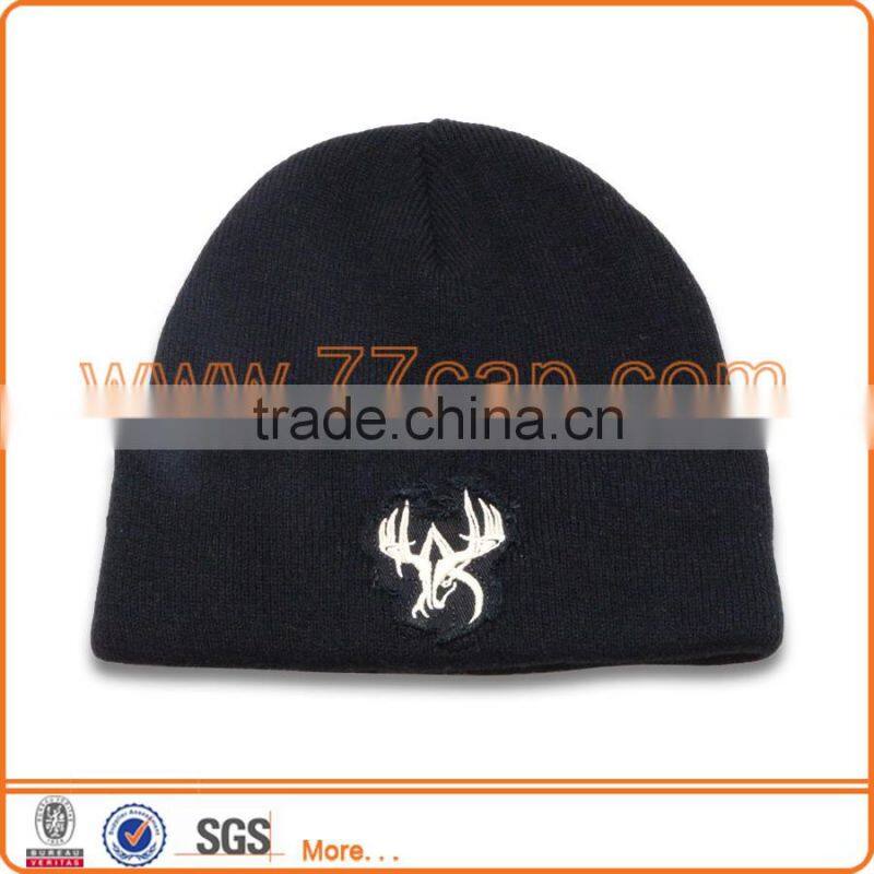 wholesale 100% acrylic custom beanie hat with embroidery logo