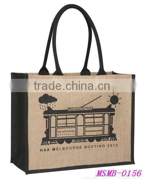 2015 fashion 100% jute reusable shopping jute bag