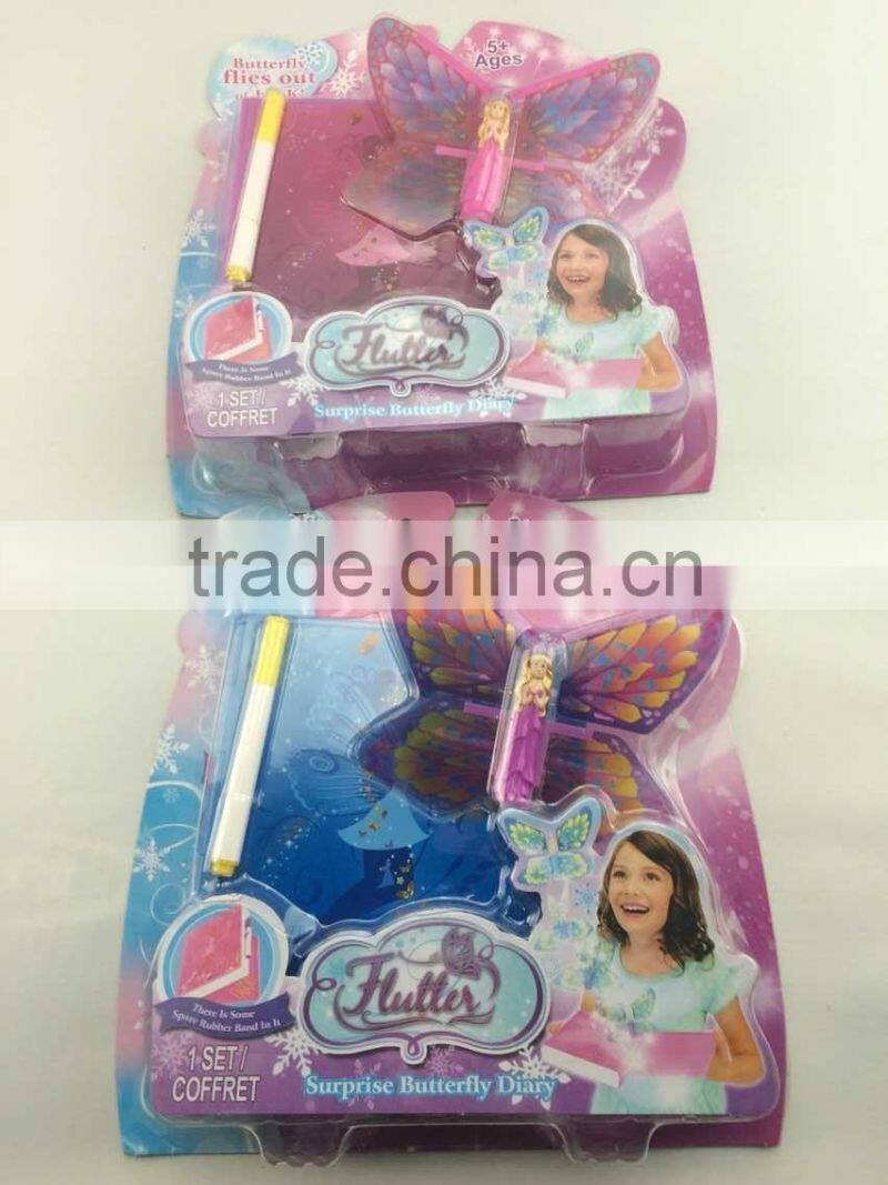 2015 Surprise Butterfly Diary flying Toys, Pull string flying toy.