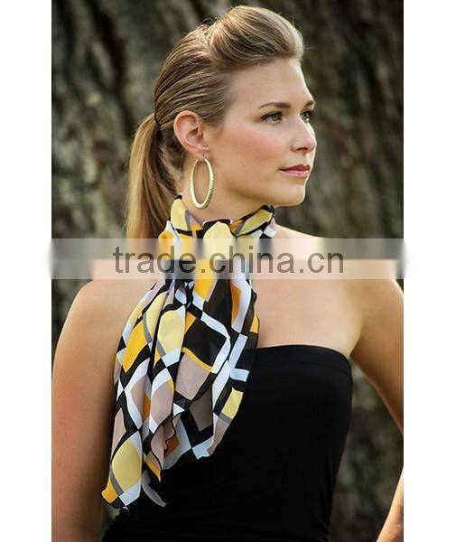 latest muslim extra long orange and black silk breastfeeding nurisng scarf