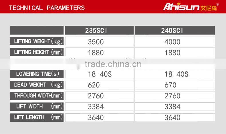 2 column used car lift for sale with manual lock 4000kg