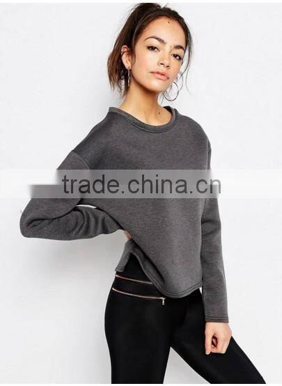 2016 Latest design Grey Pullover Scuba oversized hoodies for women