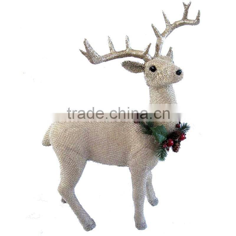 60cm artificial gold glittered beads DEER christmas ornament DECORATION