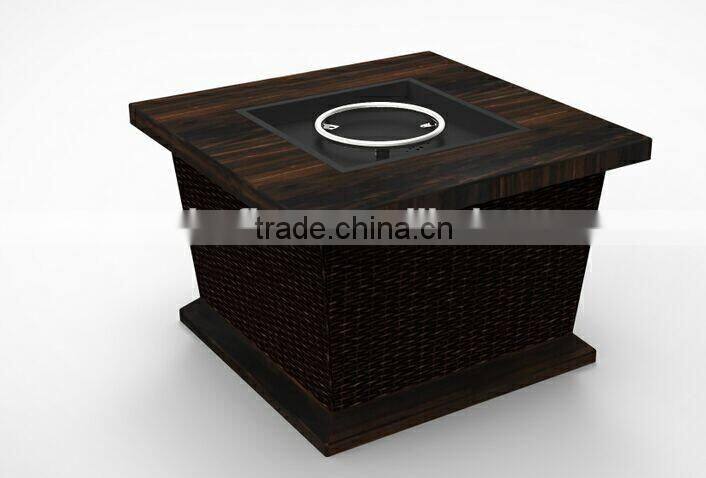 Square Magnesia Gas Fire Pit Table