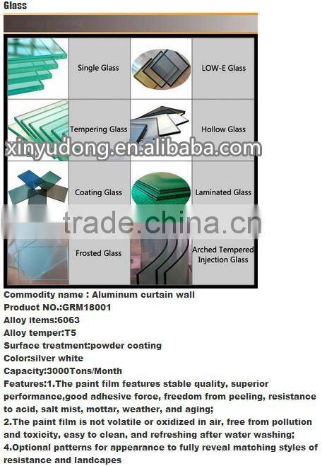 Hot sale customized aluminium extrusion curtain wall profile with high quality/aluminum curtain wall profile