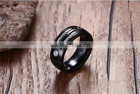 KSF Wholesale 8mm Black Titanium Rings With Cable Latest Design Rings Wholesale Alibaba