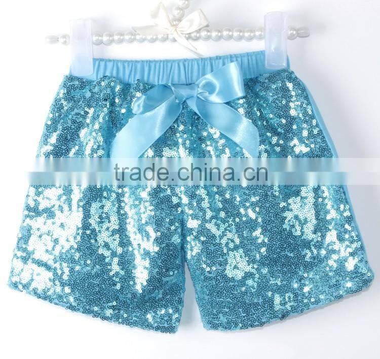 Wholesale children's boutique clothing baby girls sequin shorts fashion children wear with bow red clothes