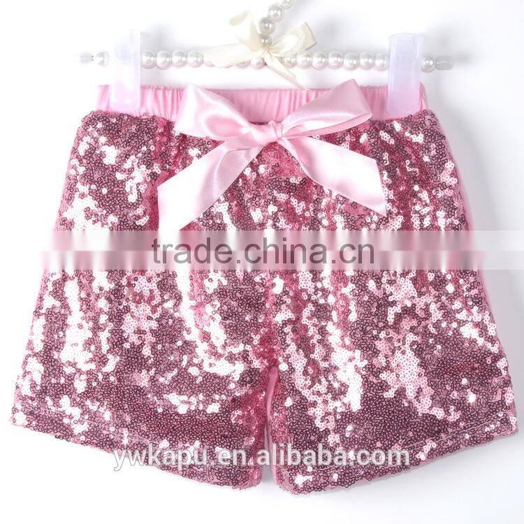 Kapu art & craft firm wholesale high quality children shiny summer kids elastic sequin shorts for 0-8 years