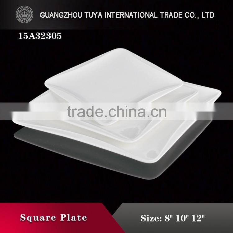 Wholesale ceramy white simple design modern style square shaped ceramic porcelain plates dishes