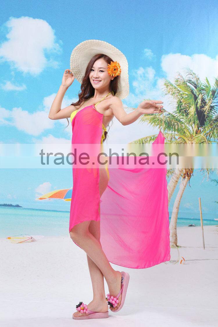 Cheap Chiffon Hot Sexy Girl Wrap Front Summer Cover Up Beach Dress Towel Swimwear