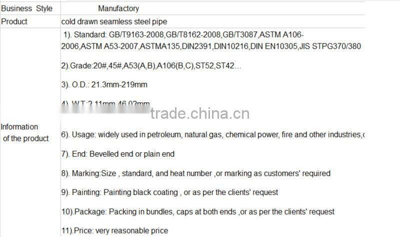 cold drawn pre-honed tubes