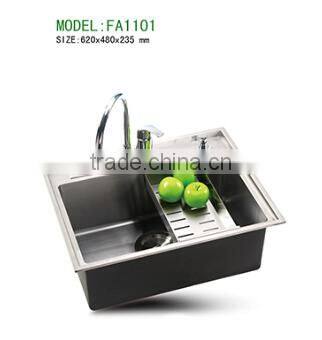 62x48cm SUS304 sigle Bowl modern designs stainless steel kitchen sink