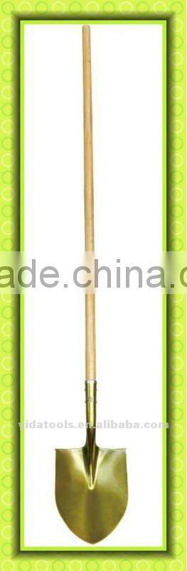 golden painted shovel with hardwood handle