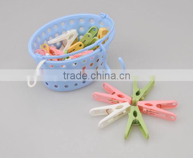 household storage basket with 20 pcs clothes peg clips