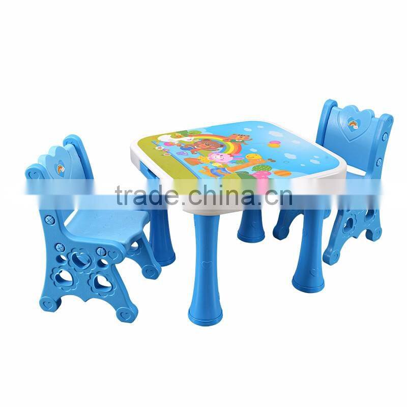 Fashion kids study writing table and chair children's cute plastic table with chair set