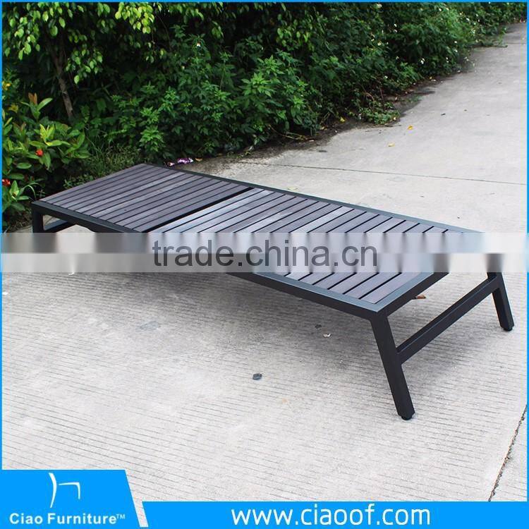 Aluminum Frame Beach Bed Wood / Wooden Sun Lounger / Teak Sun Lounger